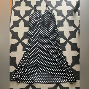 Vintage Black and White Polka Dot Maxi Dress